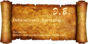 Debreczeni Benigna névjegykártya